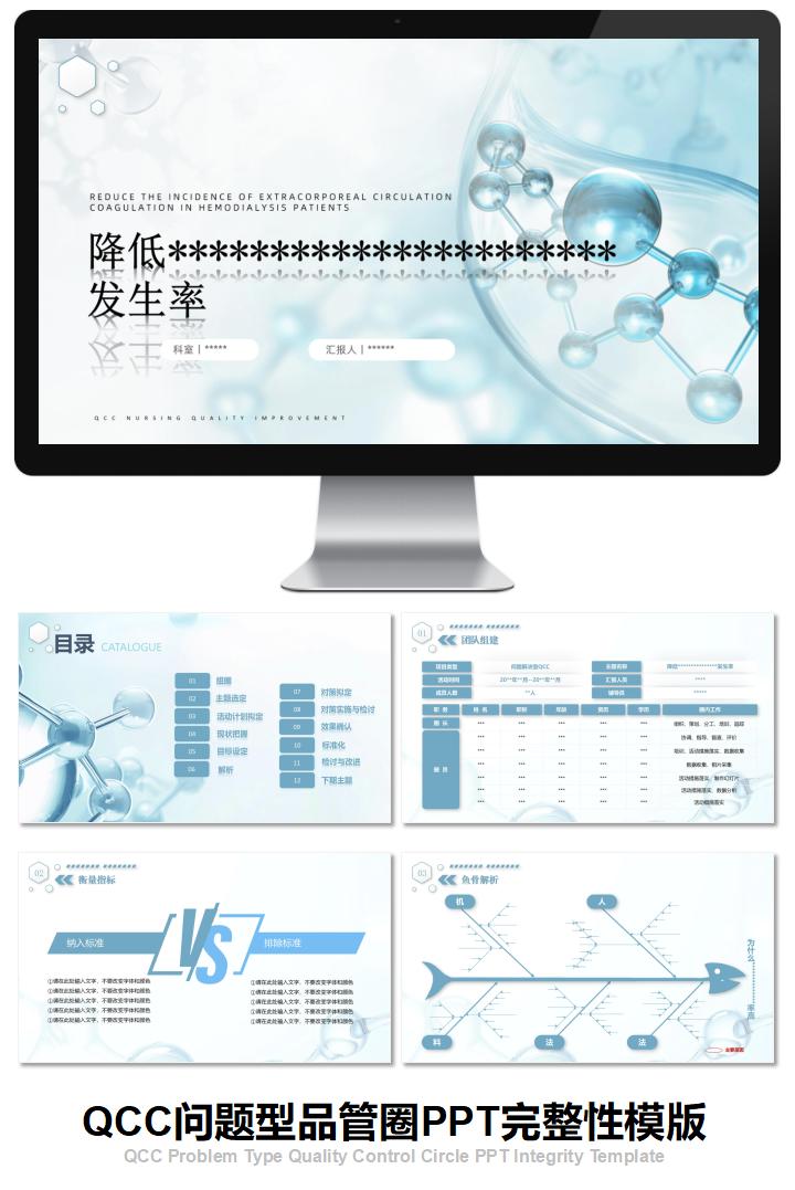 生物科技系列风格问题型品管圈PPT模版